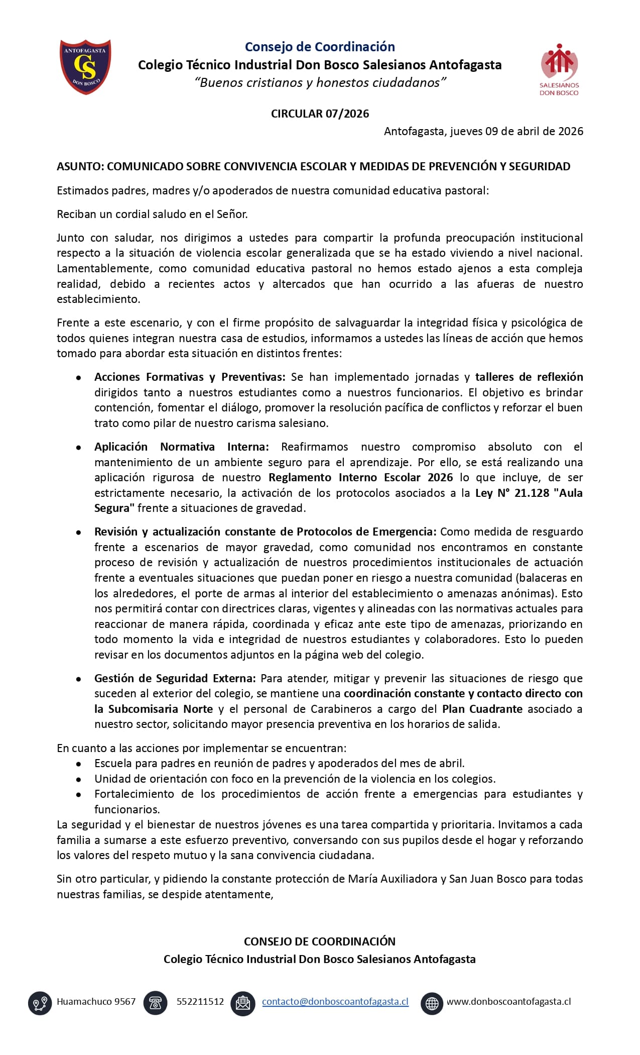 Circular 07 COMUNICADO SOBRE CONVIVENCIA ESCOLAR Y MEDIDAS DE PREVENCION Y SEGURIDAD.docx page 0001 1