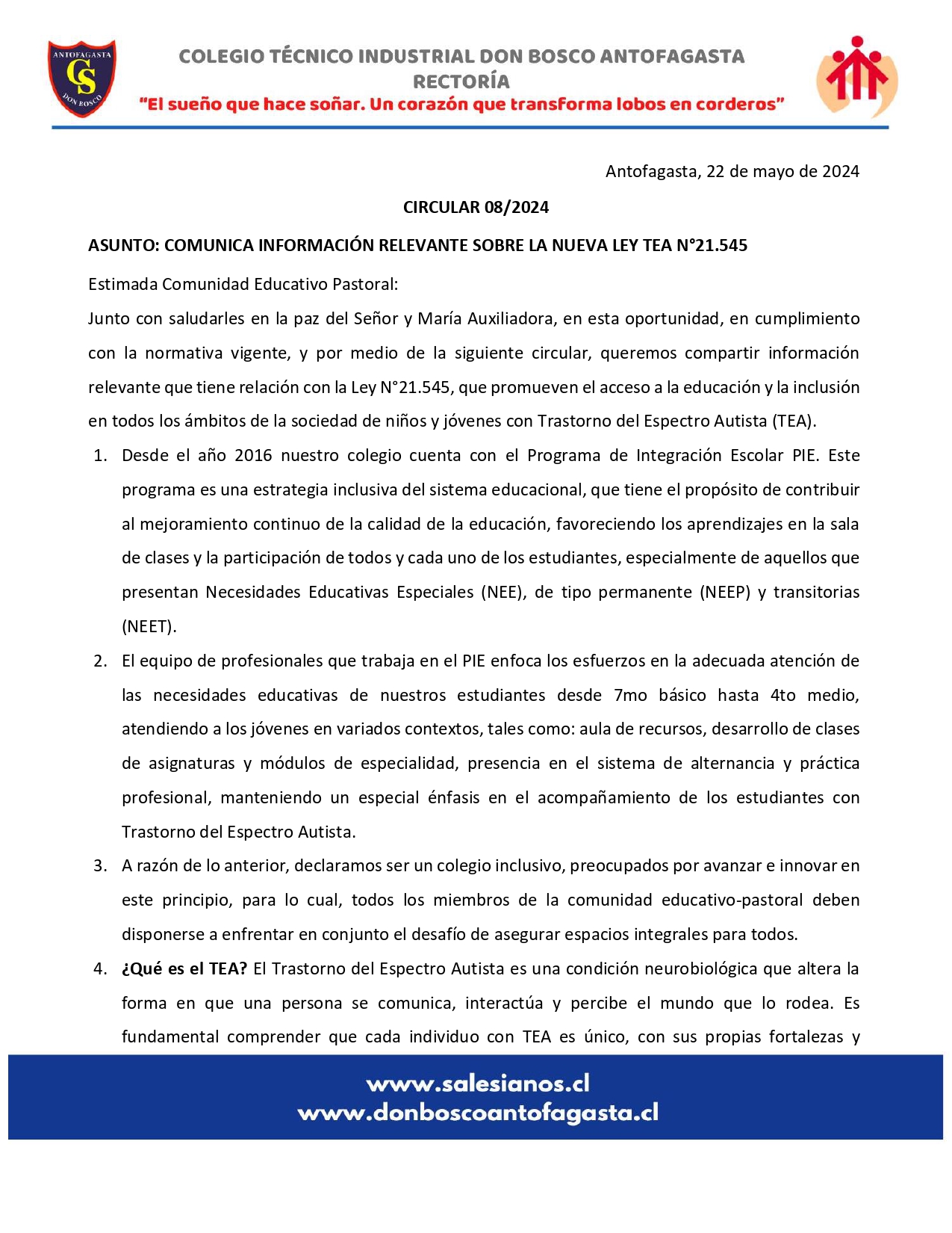 CIRCULAR 08 2024 COMUNICA INFORMACIÓN RELEVANTE SOBRE LA NUEVA LEY TEA N21.545 page 0001
