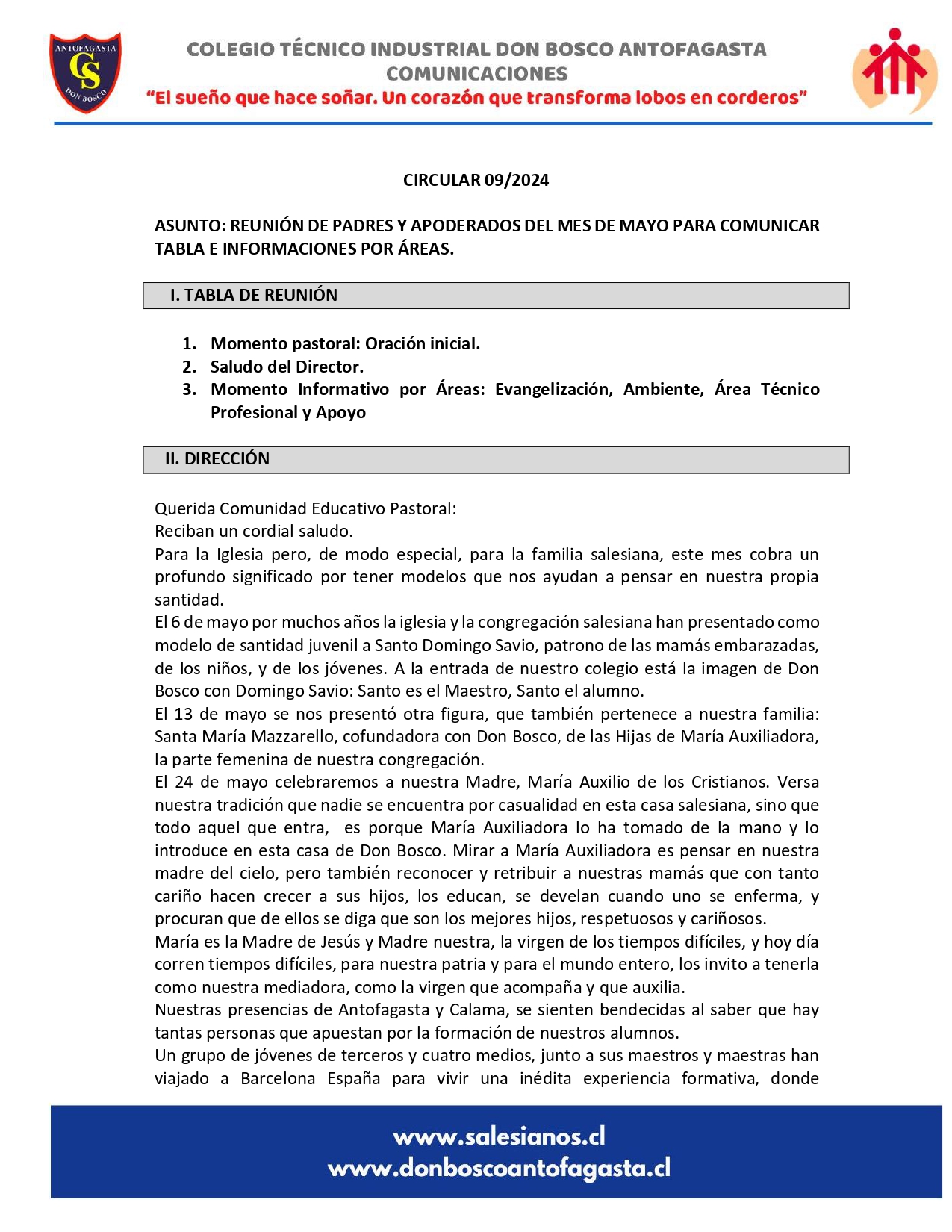 Circular N09 2024 que informa reunión de padres y apoderados del mes de mayo de 2024 page 0001